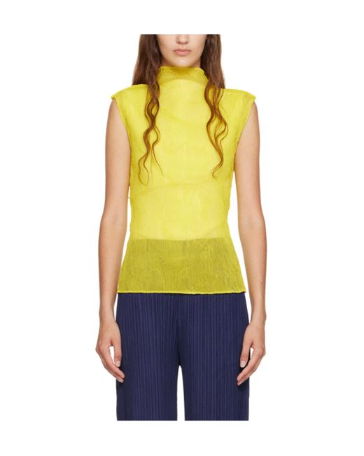 Issey Miyake Yellow Twisted Chiffon Top
