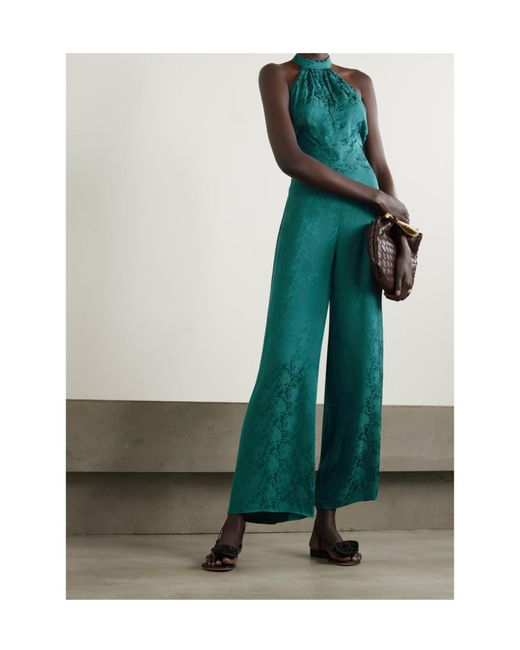 Rixo Green Halter Jumpsuit