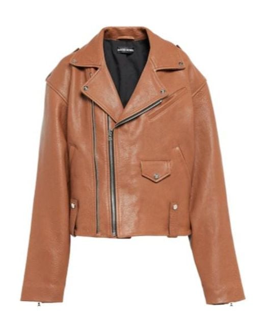 David Koma Brown Oversized Leather Jacket