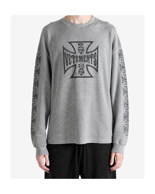 Vetements Gray Long-Sleeve T-Shirt for men