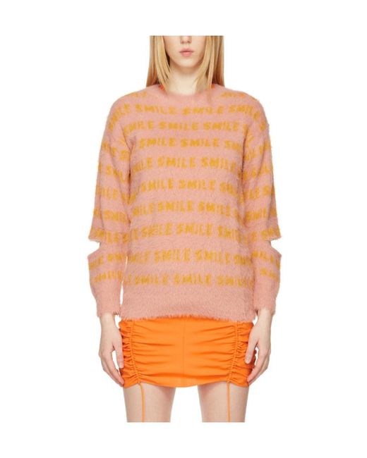 Stella McCartney Orange Striped Cut-Out Sleeved Oversized Sweater