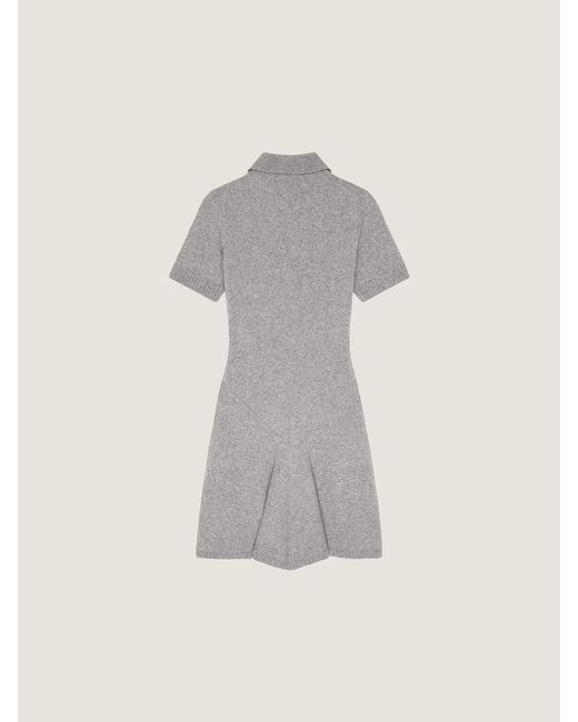 Givenchy Gray Logo Embroidered Knit Shirt Dress
