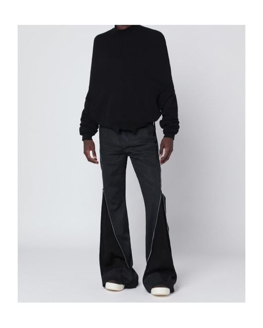 Rick Owens Blue Double Funnel Neck Strapped Sweatshirt for men