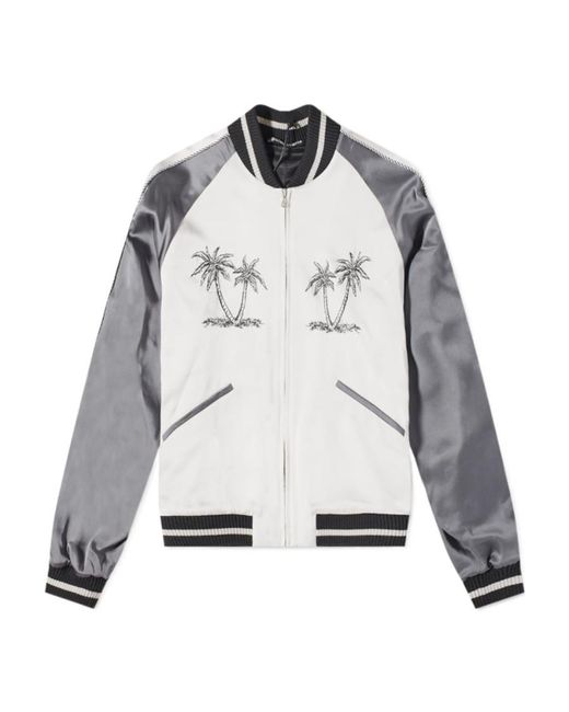 Palm Angels Gray Palm Tree Embroidered Jacket for men