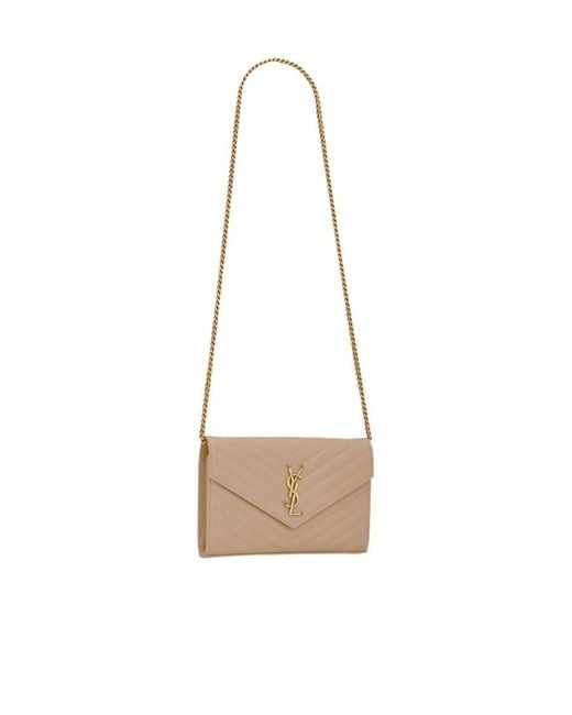 Saint Laurent White Classic Cassandre Chained Wallet