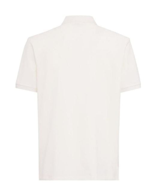 Moncler White Tricolor-Trimmed Cotton Polo Shirt for men