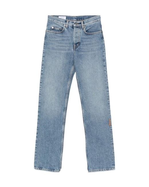 Off-White c/o Virgil Abloh Blue Logo Patch Straight Leg Jeans