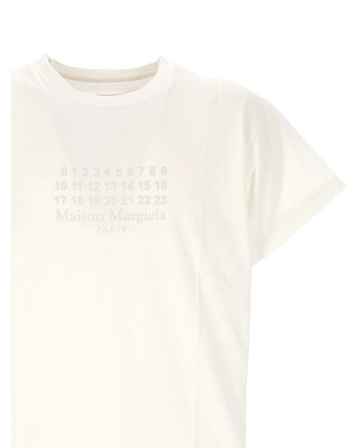 Maison Margiela White Logo Printed Crewneck T-Shirt