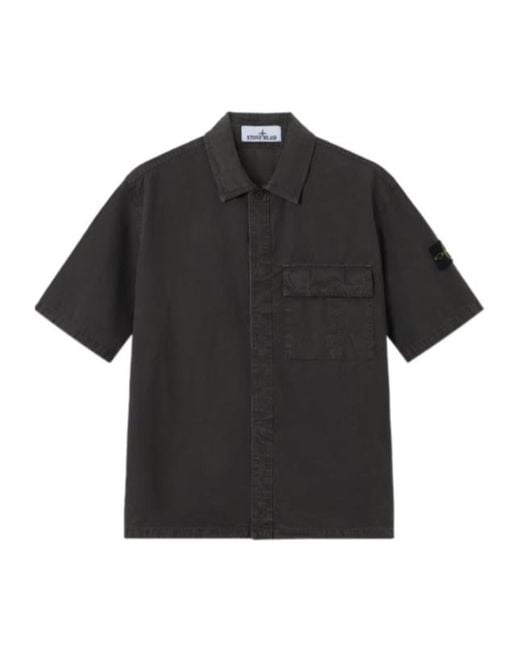 Stone Island Black Compass-Badge Short-Sleeved Shirt for men