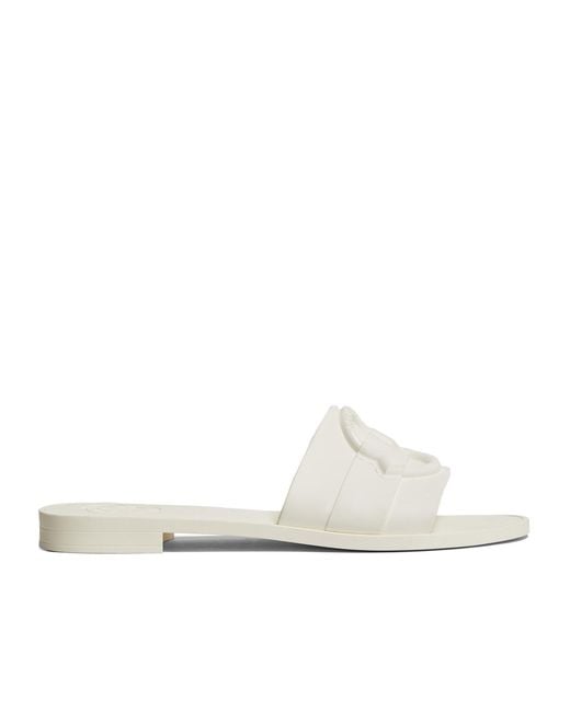 Moncler White Logo Plaque Mon Slides