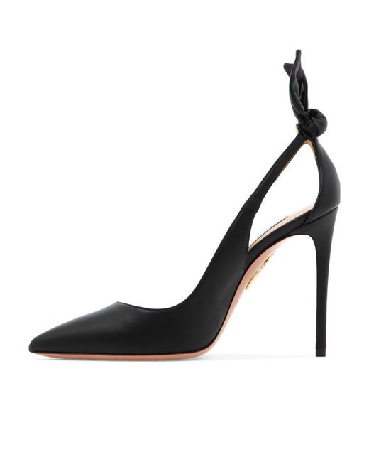 Aquazzura Black Pointed Toe Bow Tie Pumps