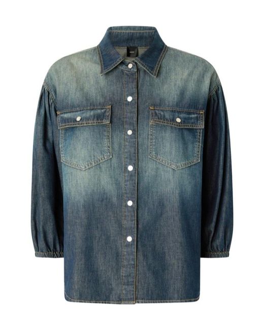 Pinko Blue Snap-Button Denim Shirt