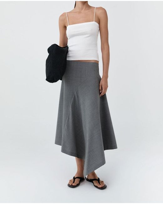 St. Agni Gray Curved Patchwork Midi Skirt
