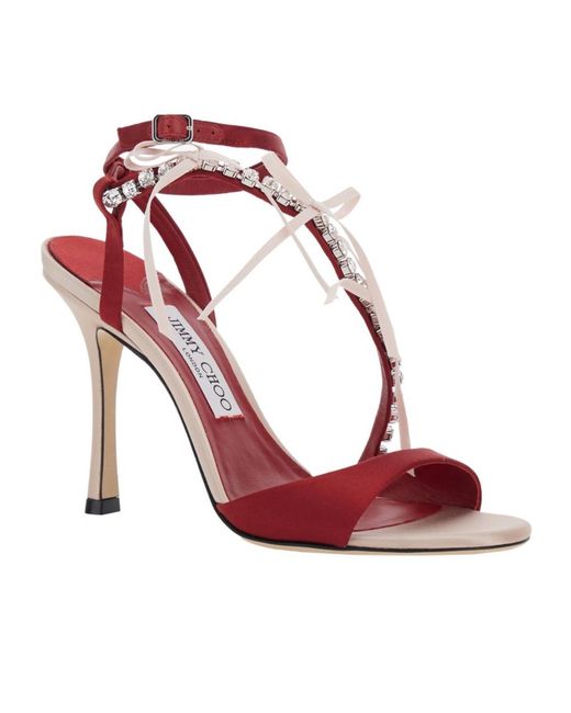 Jimmy Choo Pink Lula Bow Detailed Satin Sandals