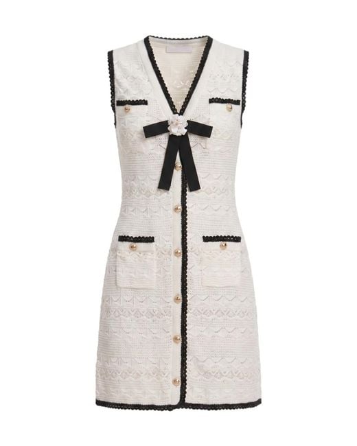 Self-Portrait White Knit Mini Dress