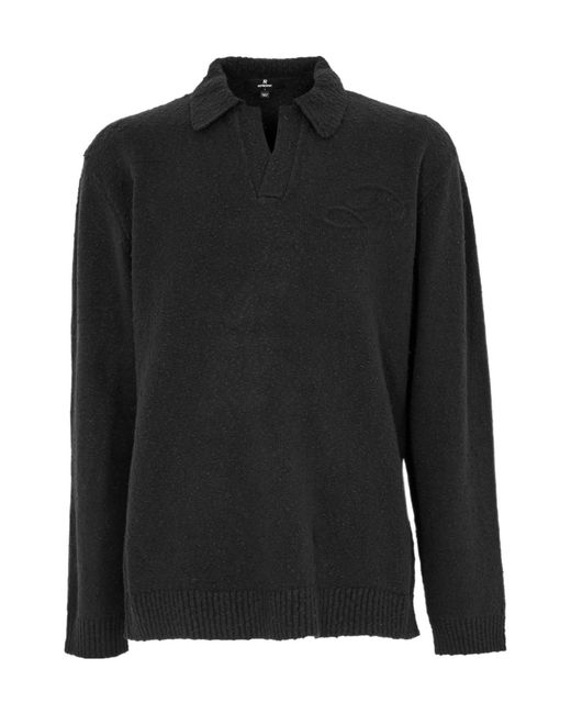 Represent Black Notched Collar Knitted Top for men
