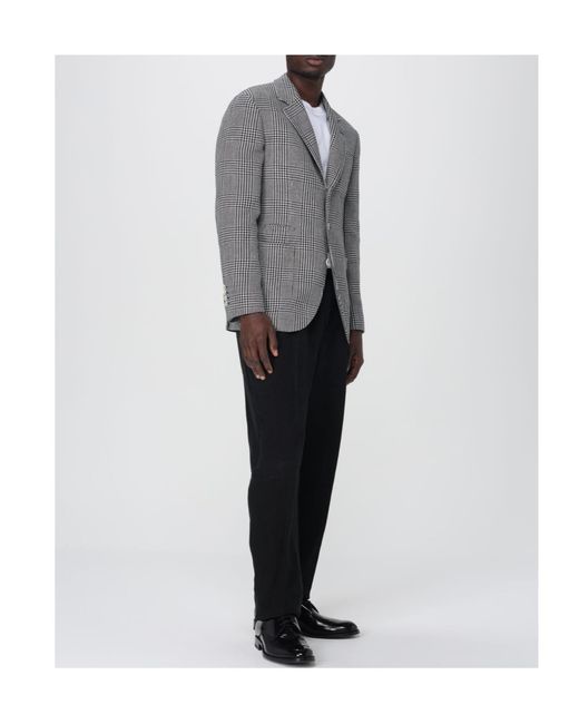 Brunello Cucinelli Gray Checked Single-Breasted Jacket for men