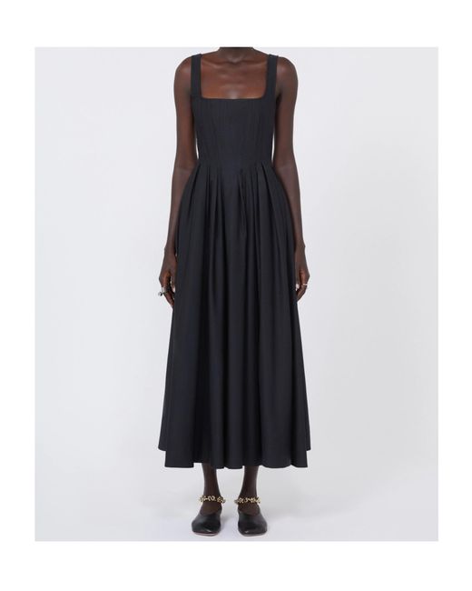 Sportmax Black Spxgiro Square Neck Sleeveless Midi Dress