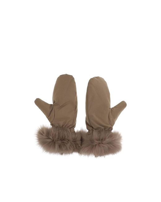 Yves Salomon Natural Fur Trim Mittens