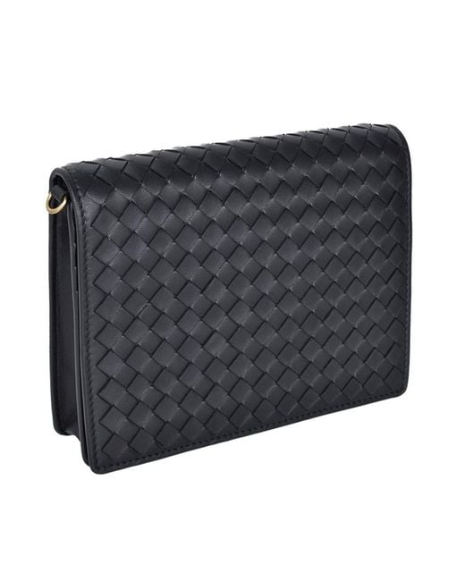 Bottega Veneta Gray Intrecciato Leather Wallet On A Chain
