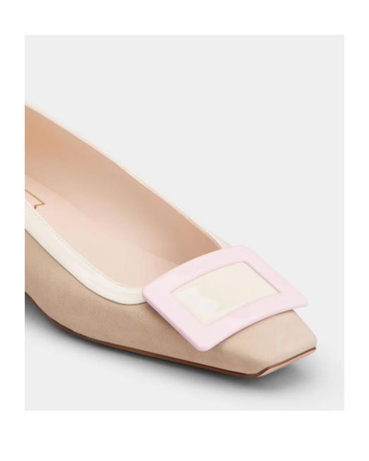 Roger Vivier Natural Belle Vivier Ballet Flats