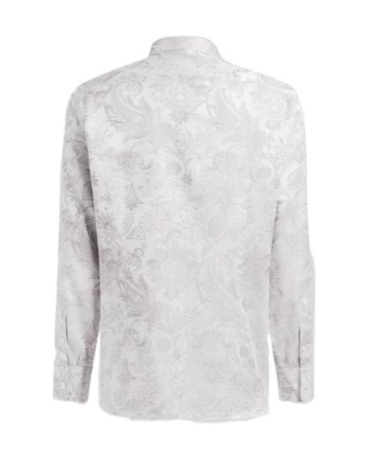 Etro White Cotton Jacquard Shirt for men