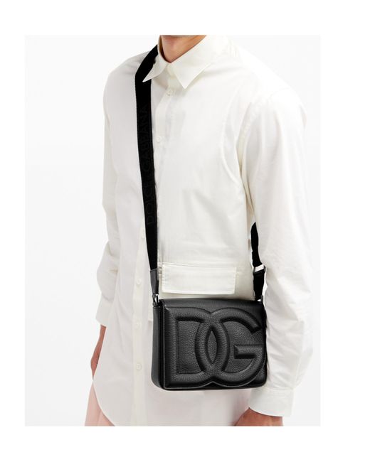 Dolce & Gabbana Black Medium Dg Logo Crossbody Bag for men