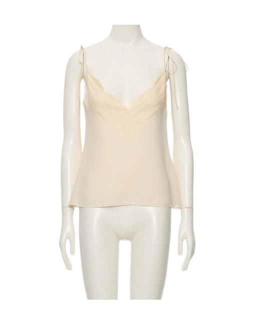 Valentino White Lace Trim V-Neck Top