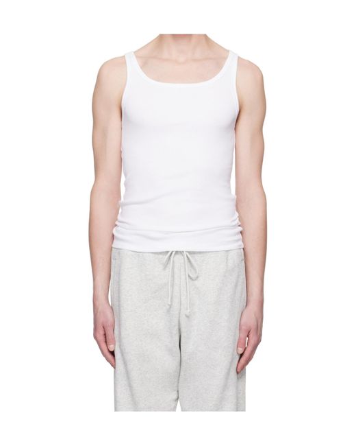 Skims White Cotton Rib Tank 3-Pack for men