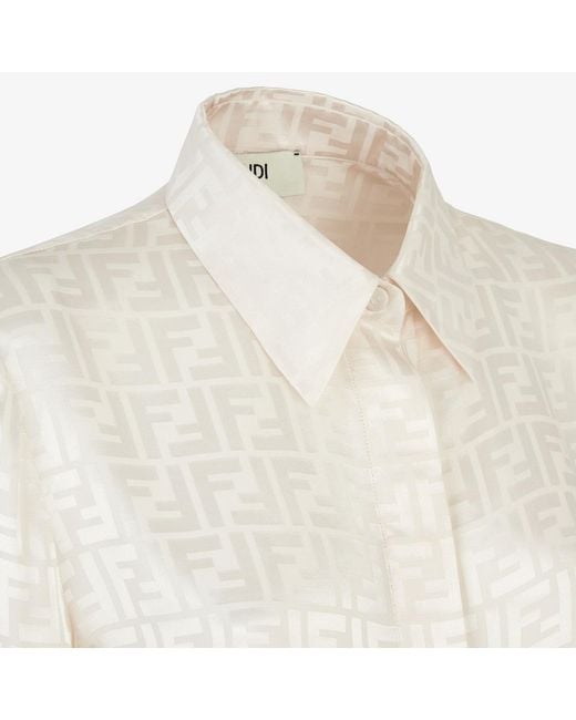 Fendi White Ff Crepe Satin Shirt