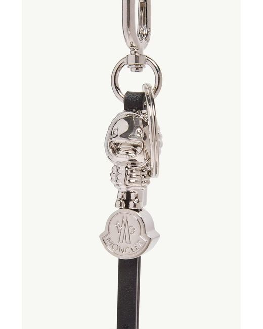 Moncler White Mini Backpack Keyring for men