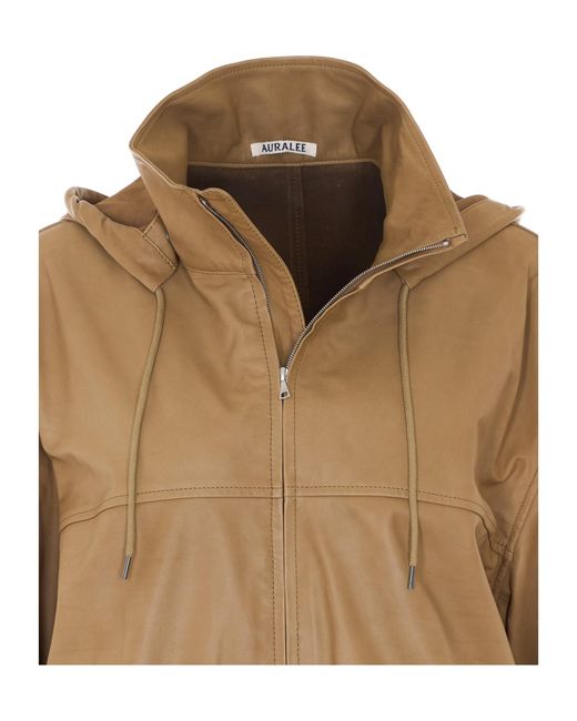Auralee Brown Long-Sleeved Leather Jacket