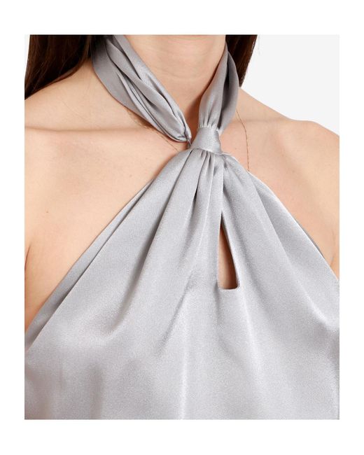 Semicouture Gray Pleated Halterneck Tank Top