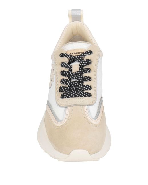 Tory Burch Natural Lace-Up Logo Sneakers
