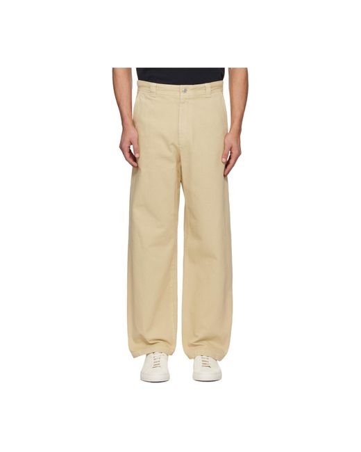 A.P.C. Natural Logo-Embroidered Trousers for men