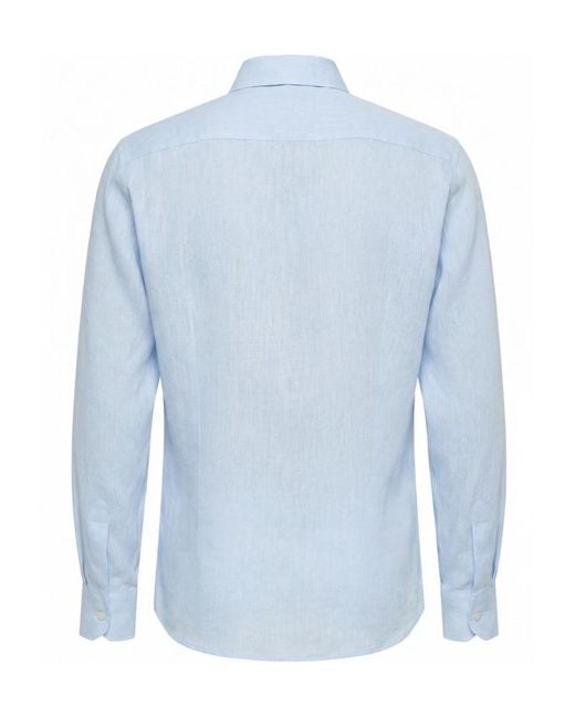 Peserico Blue Long-Sleeved Button-Up Shirt for men