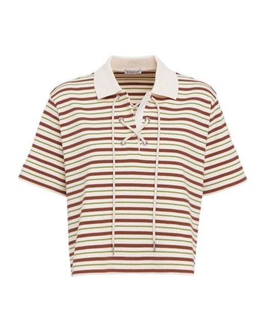 Moncler White Striped Cotton Polo Shirt