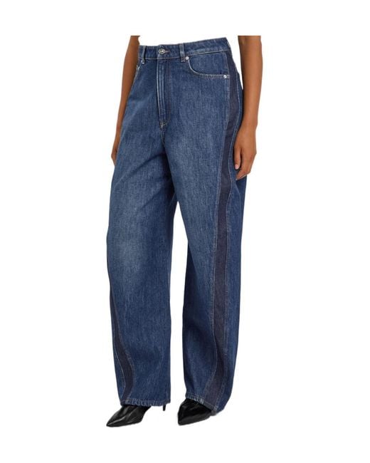 Givenchy Blue Panelled Barrel-Leg Jeans