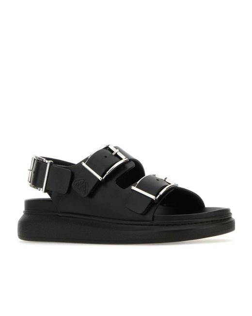 McQueen Black Double-Buckled Sandals for men