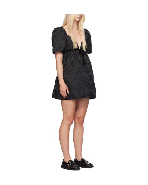 Ganni Black Floral Pattern Dress