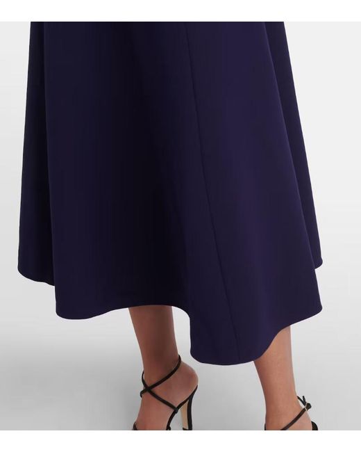 Roland Mouret Blue Asymmetric Belted Crêpe Midi Dress