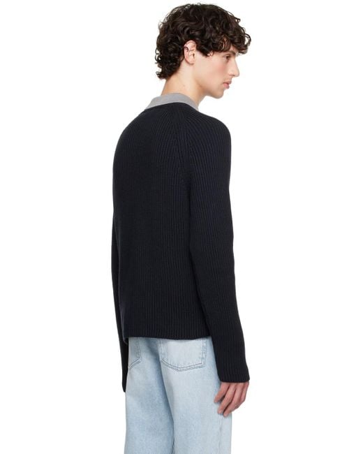 AMI Blue Ami Crewneck Knitted Jumper for men