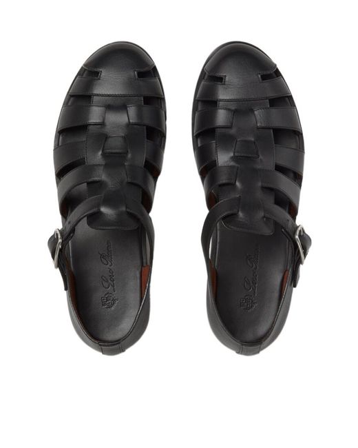 Loro Piana Black Maxime Walk Sandals for men