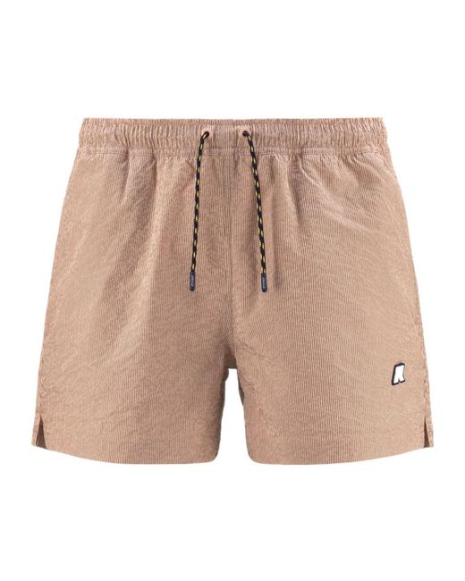 K-Way Natural Loiret Striped Drawstring Swimming Trunks for men