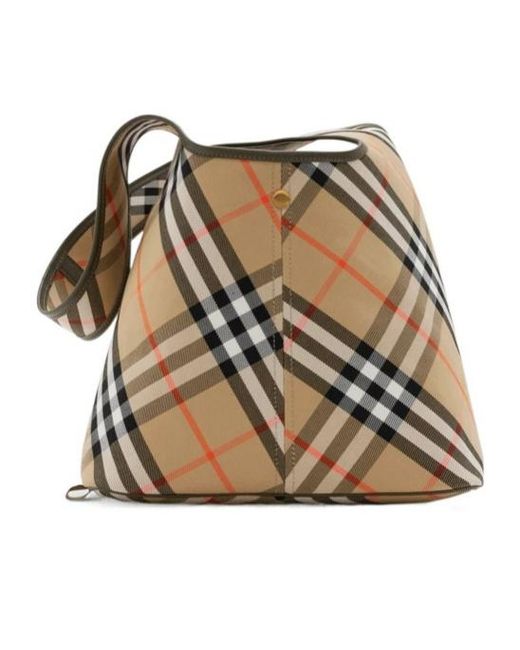 Burberry Metallic Check Printed Hobo Bag