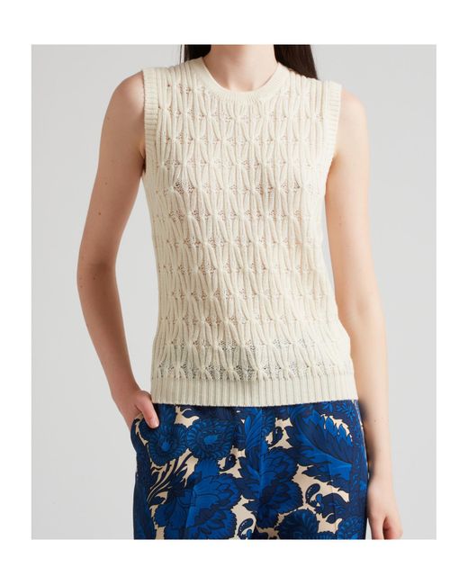Etro Natural Open-Knit Vest