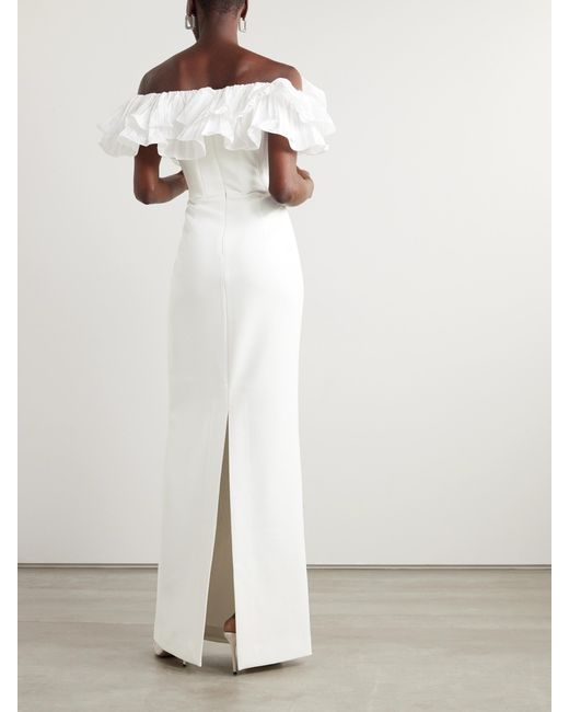 Rebecca Vallance White Tessa Ruffled Gown