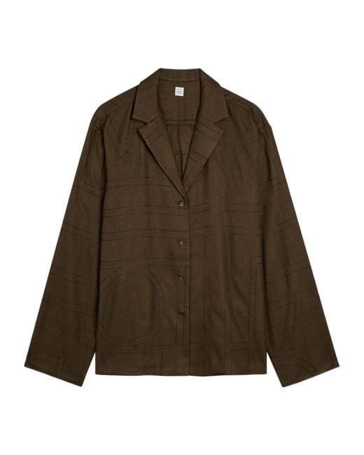 Totême Brown Monogram Flannel Pyjama Top