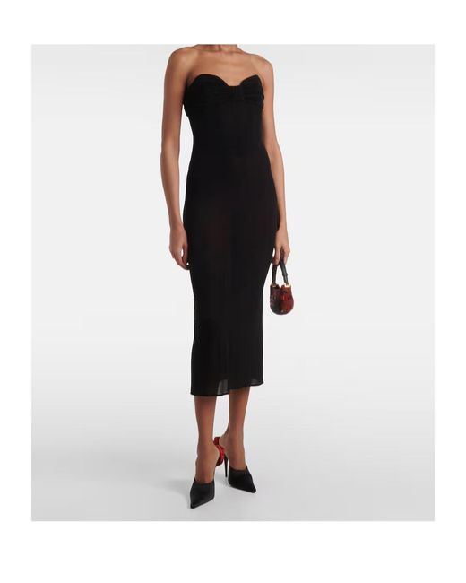 Magda Butrym Black Satin Midi Dress