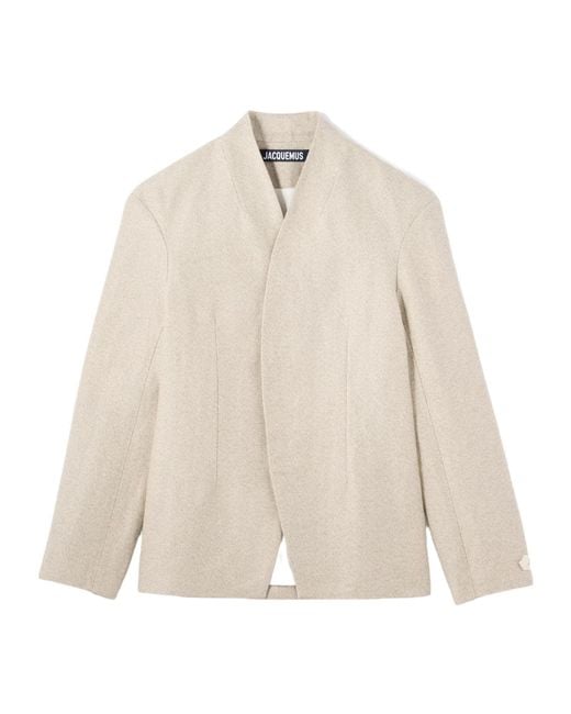 Jacquemus Natural Bastide Straight Hem Wrap-Front Blazer for men